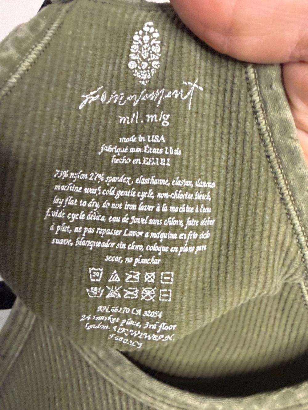 FP Movement by Free People Olive Ribbed Racerback Crop Tank - Picture 3 of 4